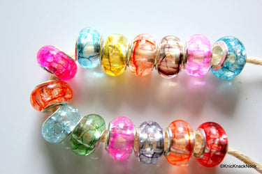 9mm Crack Resin Transparent Charm Beads x 10
